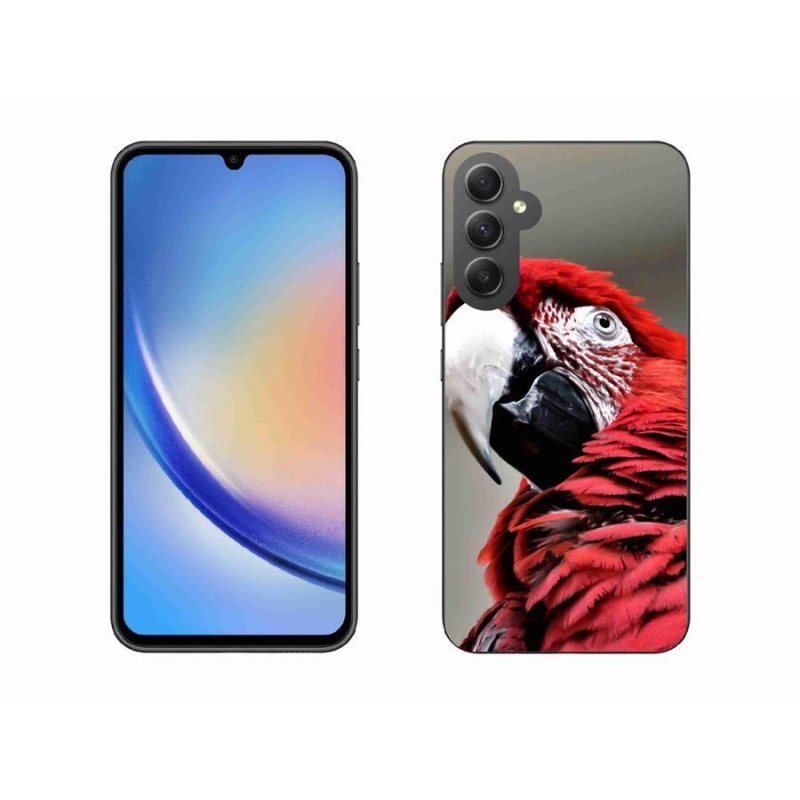 Gélový obal mmCase na mobil Samsung Galaxy A34 5G - papagáj ara červený