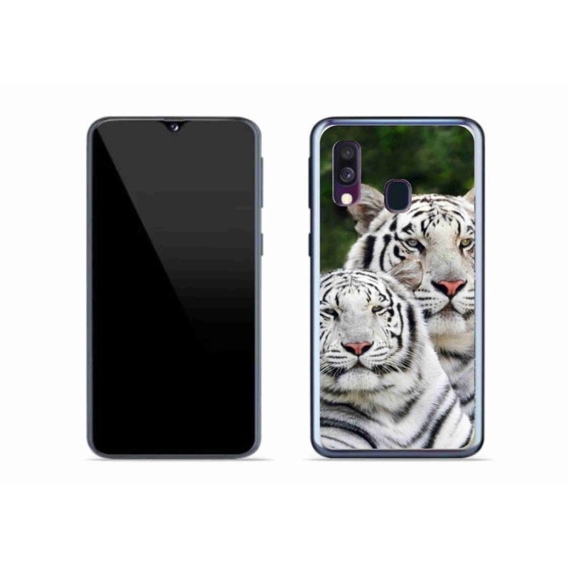 Gélový obal mmCase na mobil Samsung Galaxy A40 - bieli tigre