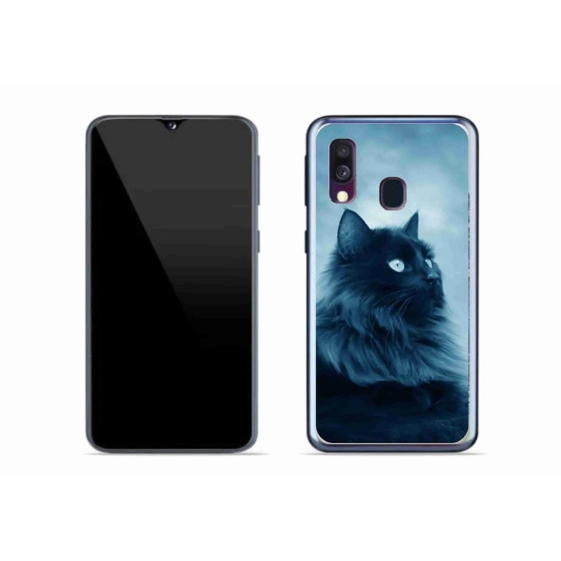 Gélový obal mmCase na mobil Samsung Galaxy A40 - čierna mačka 1