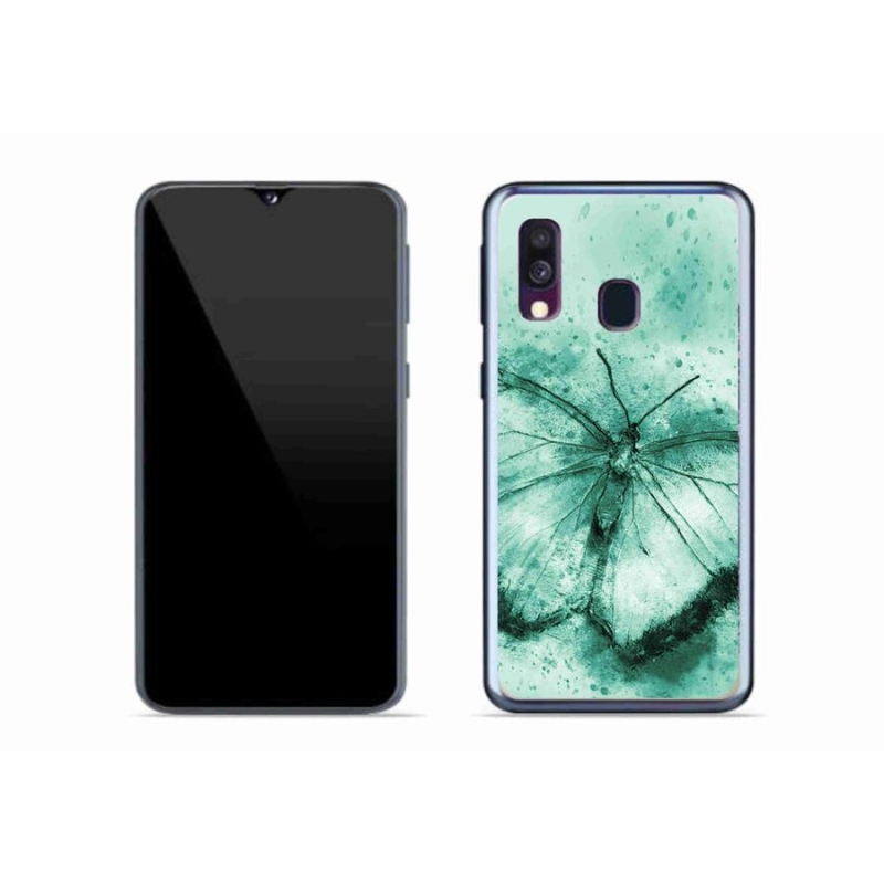 Gélový obal mmCase na mobil Samsung Galaxy A40 - zelený motýľ