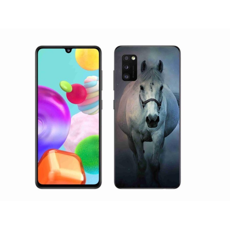 Gélový obal mmCase na mobil Samsung Galaxy A41 - bežiaci biely kôň