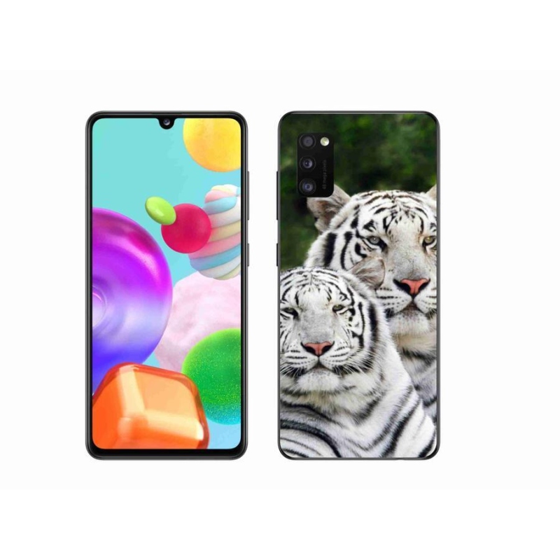 Gélový obal mmCase na mobil Samsung Galaxy A41 - bieli tigre