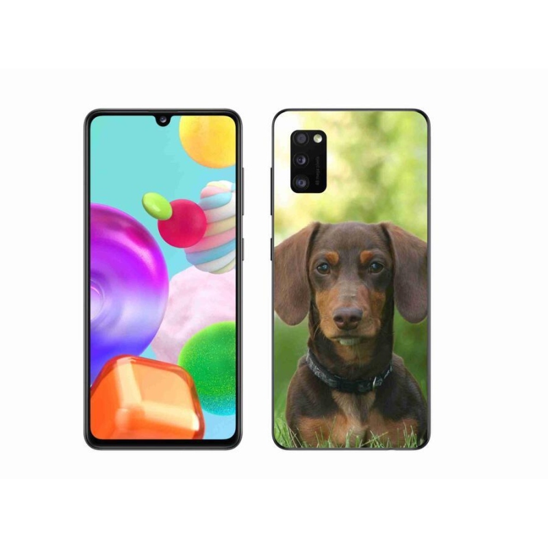 Gélový obal mmCase na mobil Samsung Galaxy A41 - hnedý jazvečík