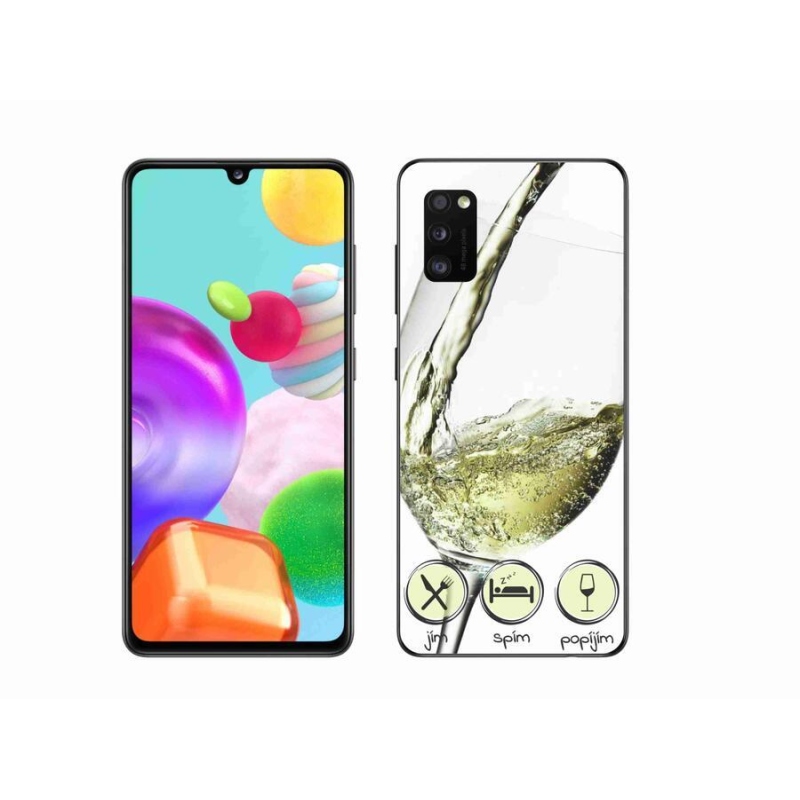 Gélový obal mmCase na mobil Samsung Galaxy A41 - pohárik vína biele