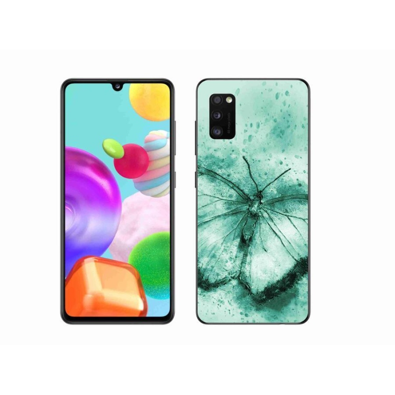 Gélový obal mmCase na mobil Samsung Galaxy A41 - zelený motýľ