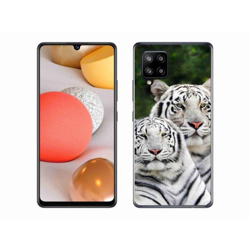 Gélový obal mmCase na mobil Samsung Galaxy A42 5G - bieli tigre
