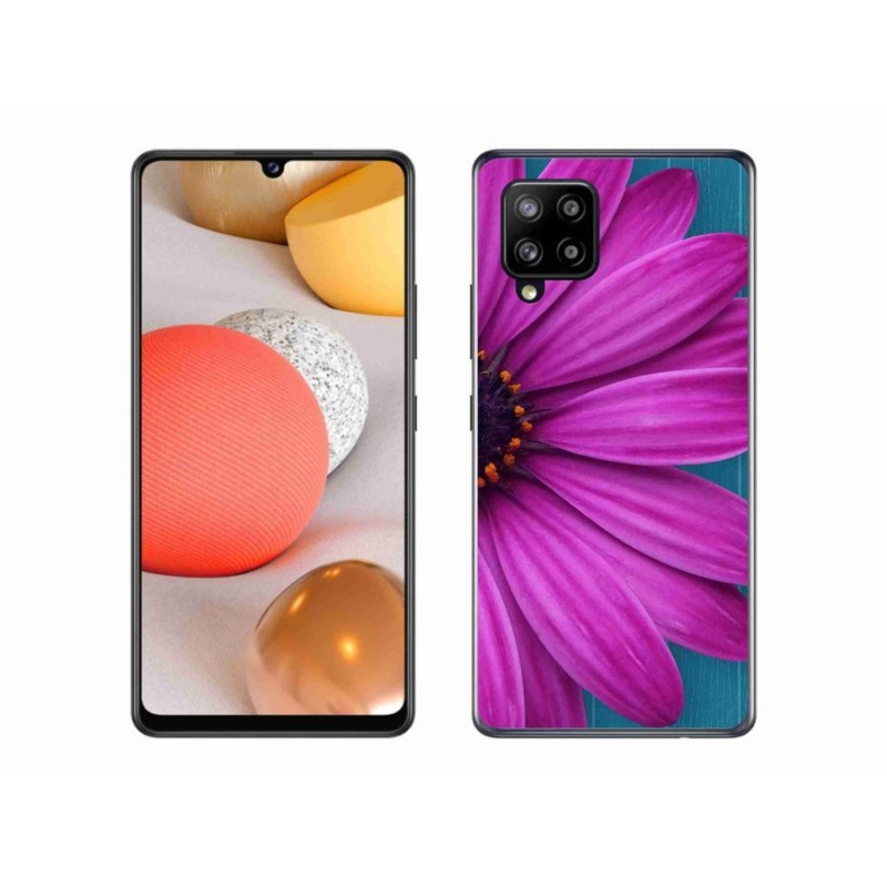 Gélový obal mmCase na mobil Samsung Galaxy A42 5G - fialová margaréta