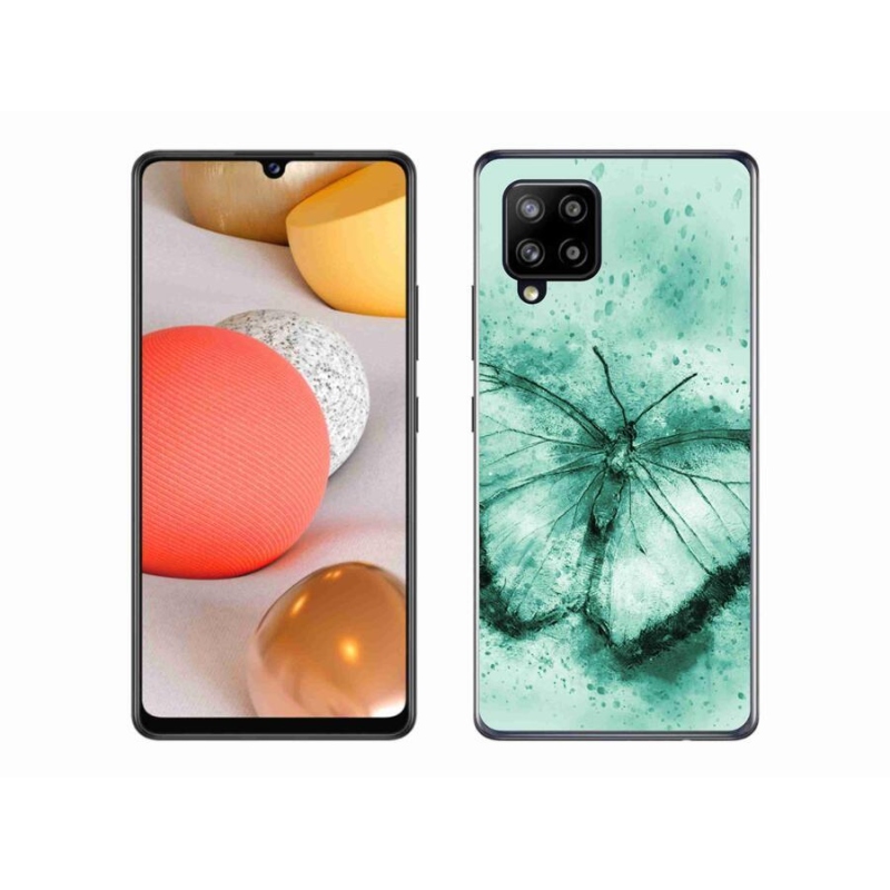 Gélový obal mmCase na mobil Samsung Galaxy A42 5G - zelený motýľ