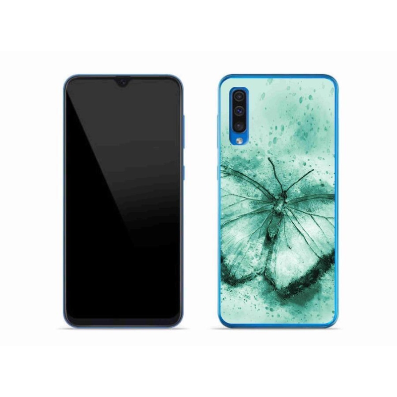 Gélový obal mmCase na mobil Samsung Galaxy A50 - zelený motýľ