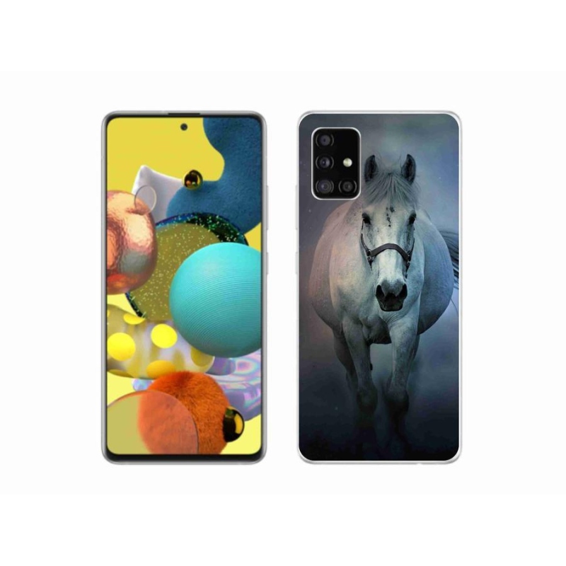 Gélový obal mmCase na mobil Samsung Galaxy A51 5G - bežiaci biely kôň