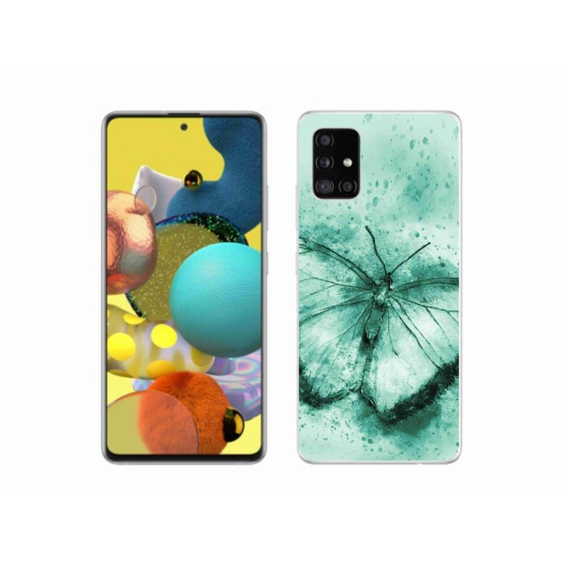 Gélový obal mmCase na mobil Samsung Galaxy A51 5G - zelený motýľ