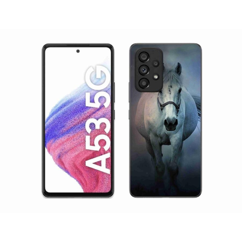 Gélový obal mmCase na mobil Samsung Galaxy A53 5G - bežiaci biely kôň