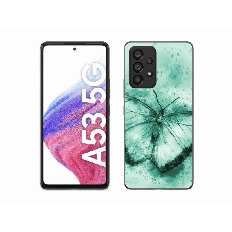 Gélový obal mmCase na mobil Samsung Galaxy A53 5G - zelený motýľ
