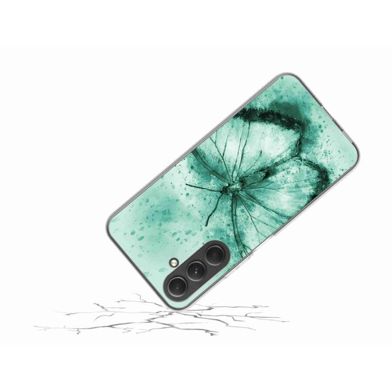 Gélový obal mmCase na mobil Samsung Galaxy A54 5G - zelený motýľ