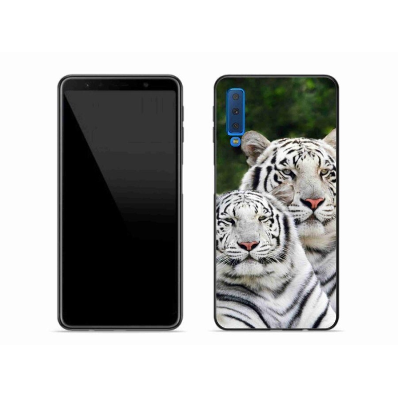 Gélový obal mmCase na mobil Samsung Galaxy A7 (2018) - bieli tigre