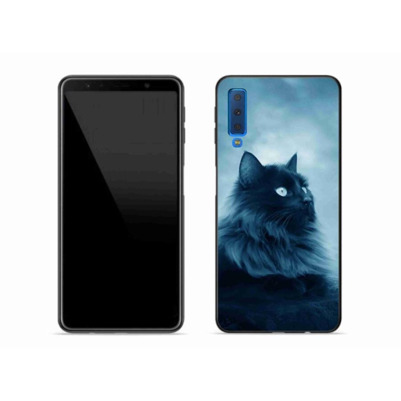 Gélový obal mmCase na mobil Samsung Galaxy A7 (2018) - čierna mačka 1