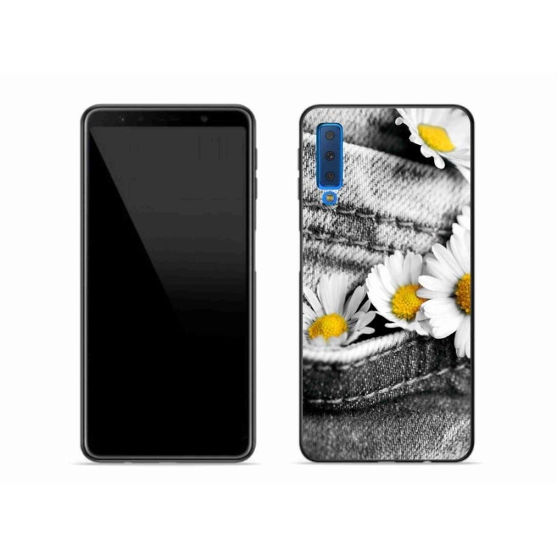 Gélový obal mmCase na mobil Samsung Galaxy A7 (2018) - margaréty