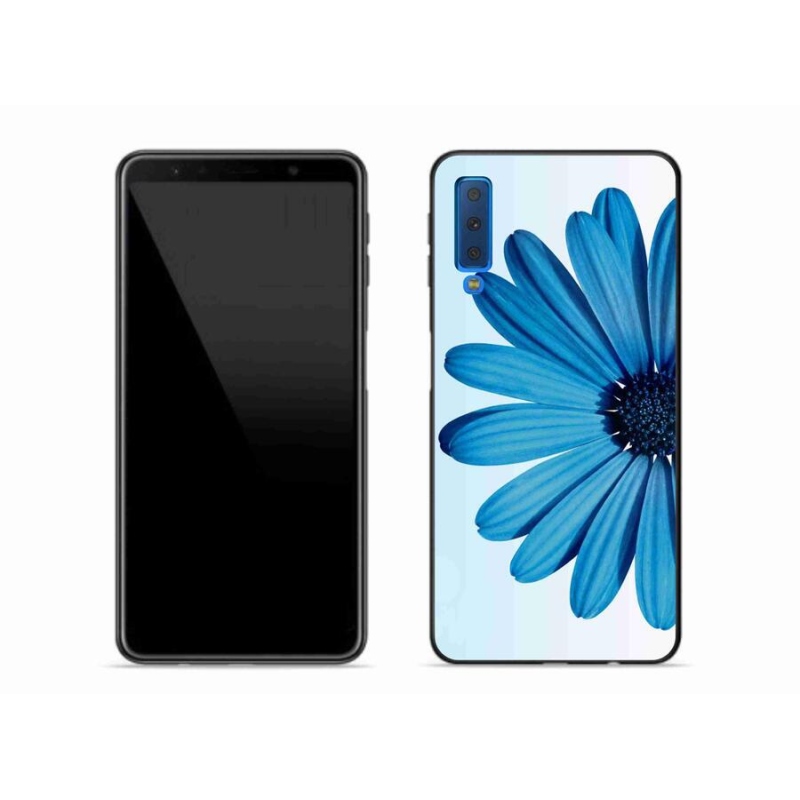 Gélový obal mmCase na mobil Samsung Galaxy A7 (2018) - modrá margaréta