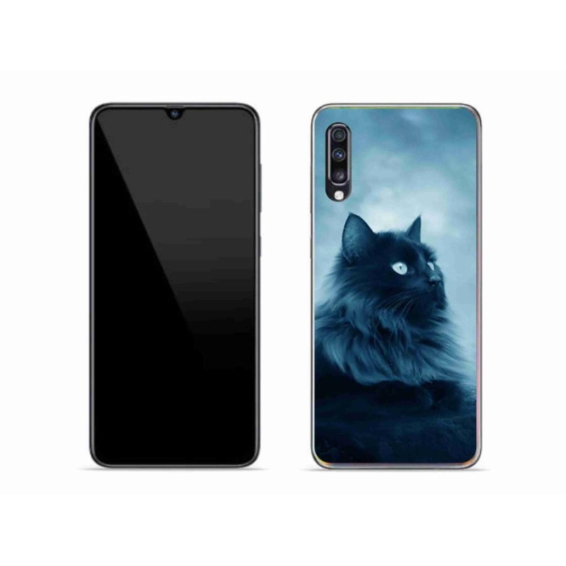 Gélový obal mmCase na mobil Samsung Galaxy A70 - čierna mačka 1