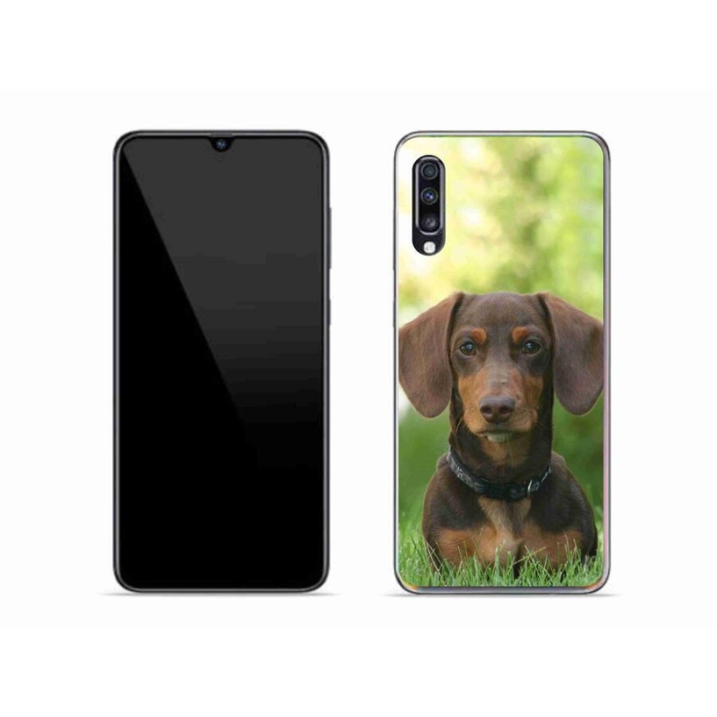 Gélový obal mmCase na mobil Samsung Galaxy A70 - hnedý jazvečík