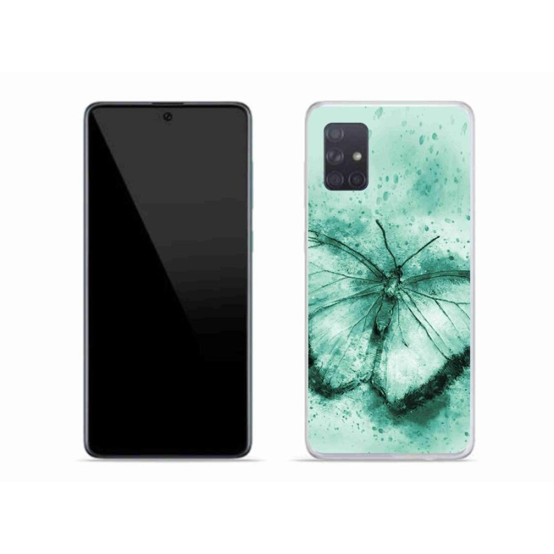 Gélový obal mmCase na mobil Samsung Galaxy A71 - zelený motýľ