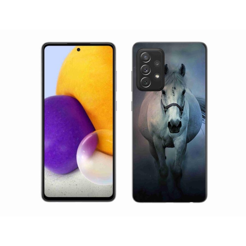 Gélový obal mmCase na mobil Samsung Galaxy A72 / A72 5G - bežiaci biely kôň