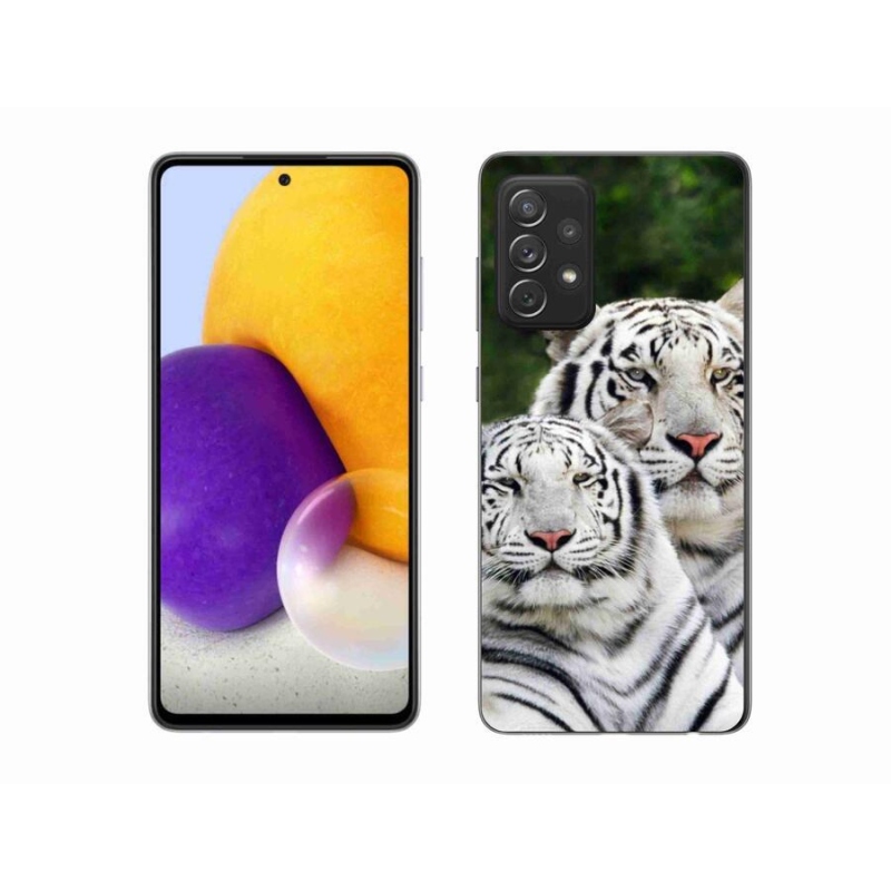 Gélový obal mmCase na mobil Samsung Galaxy A72 / A72 5G - bieli tigre