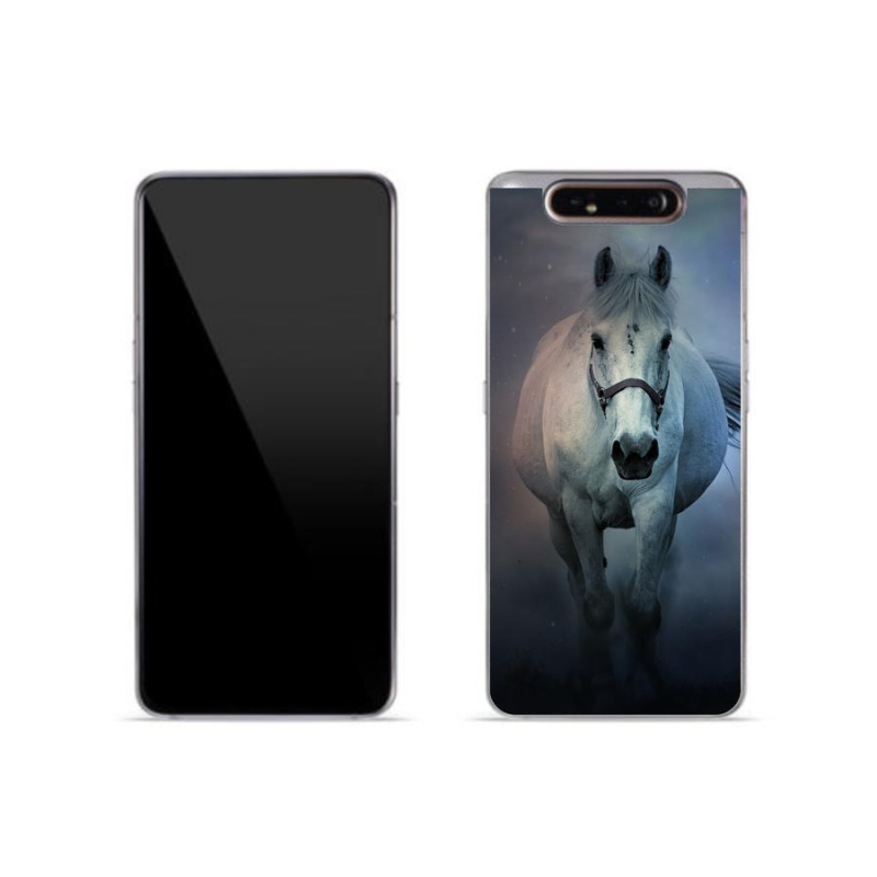 Gélový obal mmCase na mobil Samsung Galaxy A80 - bežiaci biely kôň