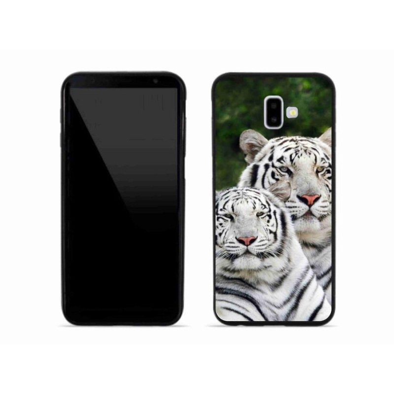 Gélový obal mmCase na mobil Samsung Galaxy J6 Plus - bieli tigre