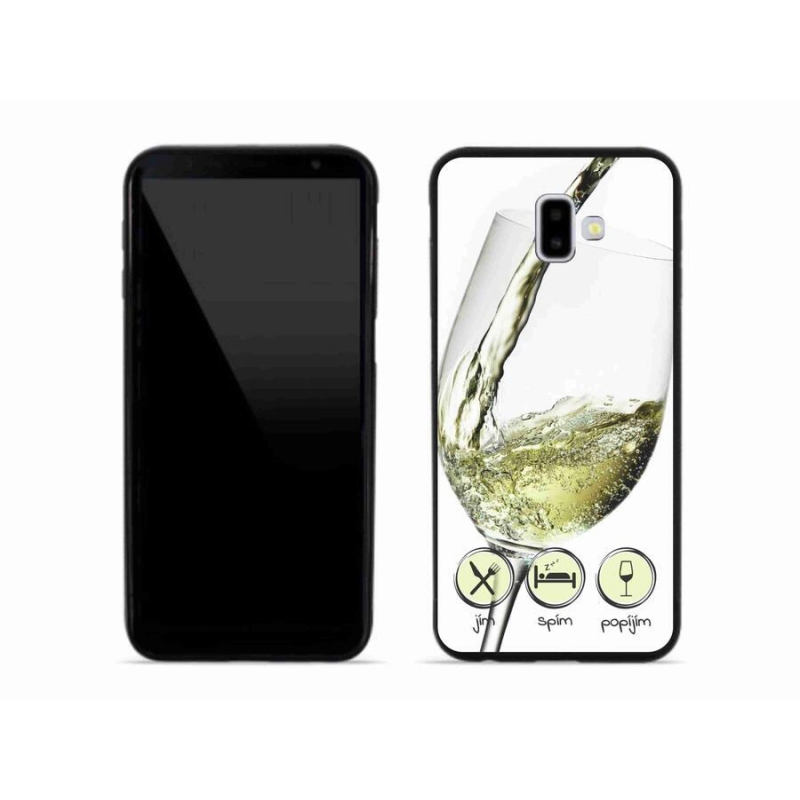 Gélový obal mmCase na mobil Samsung Galaxy J6 Plus - pohárik vína biele