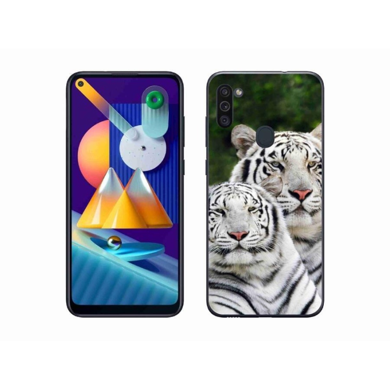 Gélový obal mmCase na mobil Samsung Galaxy M11 - bieli tigre