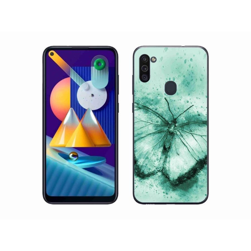 Gélový obal mmCase na mobil Samsung Galaxy M11 - zelený motýľ