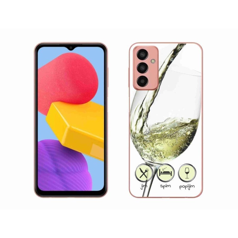 Gélový obal mmCase na mobil Samsung Galaxy M13 - pohár vína biele