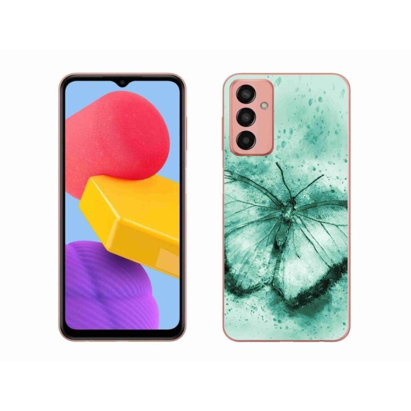 Gélový obal mmCase na mobil Samsung Galaxy M13 - zelený motýľ