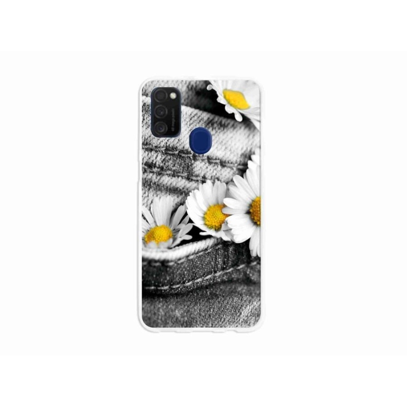 Gélový obal mmCase na mobil Samsung Galaxy M21 - margaréty