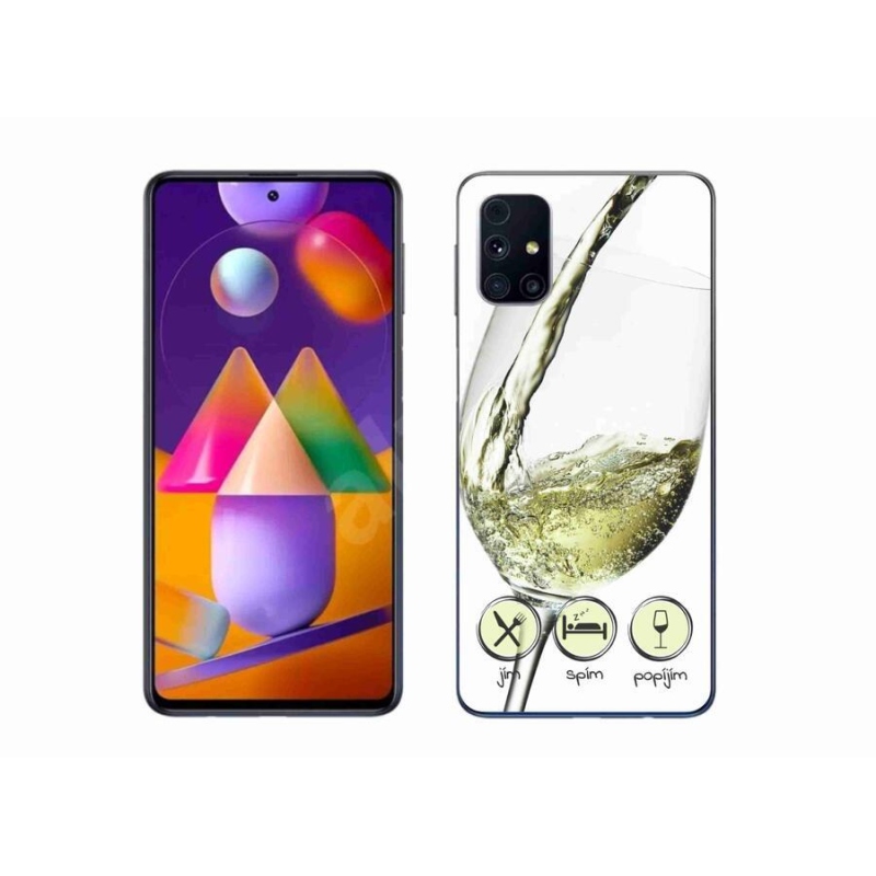 Gélový obal mmCase na mobil Samsung Galaxy M31s - pohárik vína biele