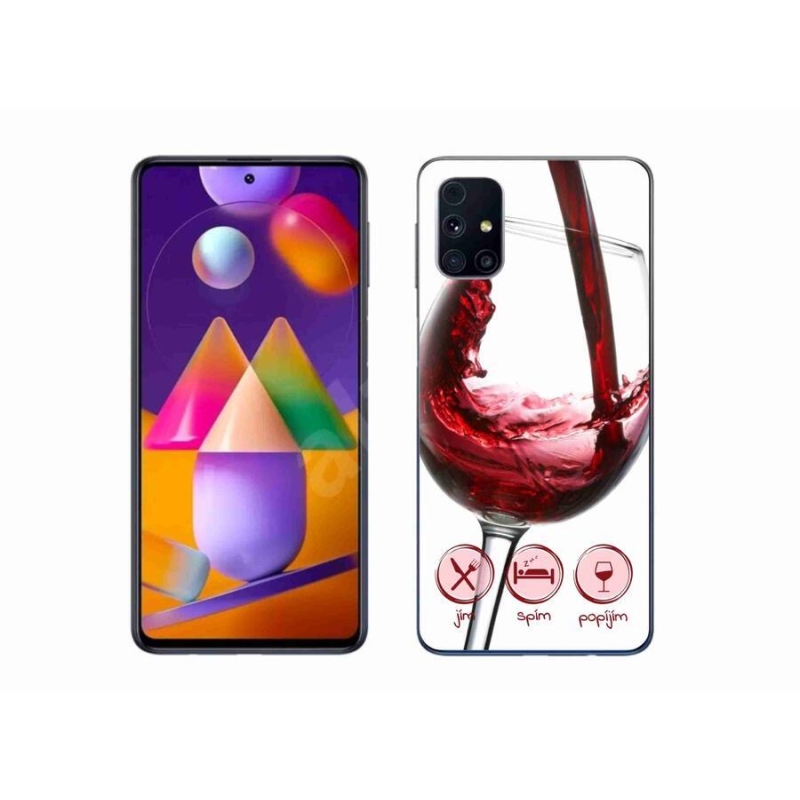 Gélový obal mmCase na mobil Samsung Galaxy M31s - pohárik vína červené