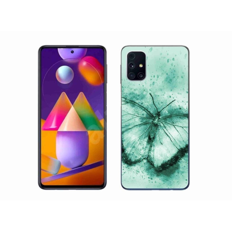 Gélový obal mmCase na mobil Samsung Galaxy M31s - zelený motýľ