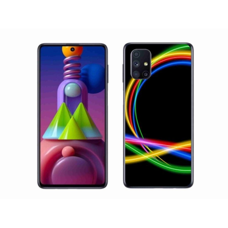 Gélový obal mmCase na mobil Samsung Galaxy M51 - neónové kruhy