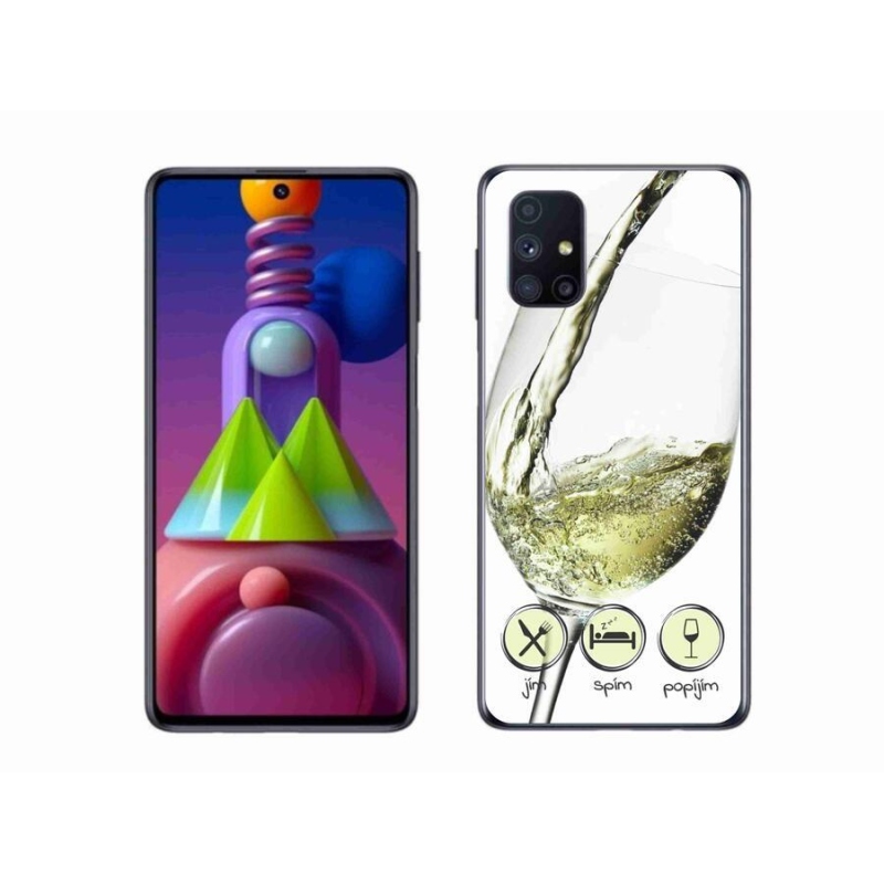 Gélový obal mmCase na mobil Samsung Galaxy M51 - pohárik vína biele