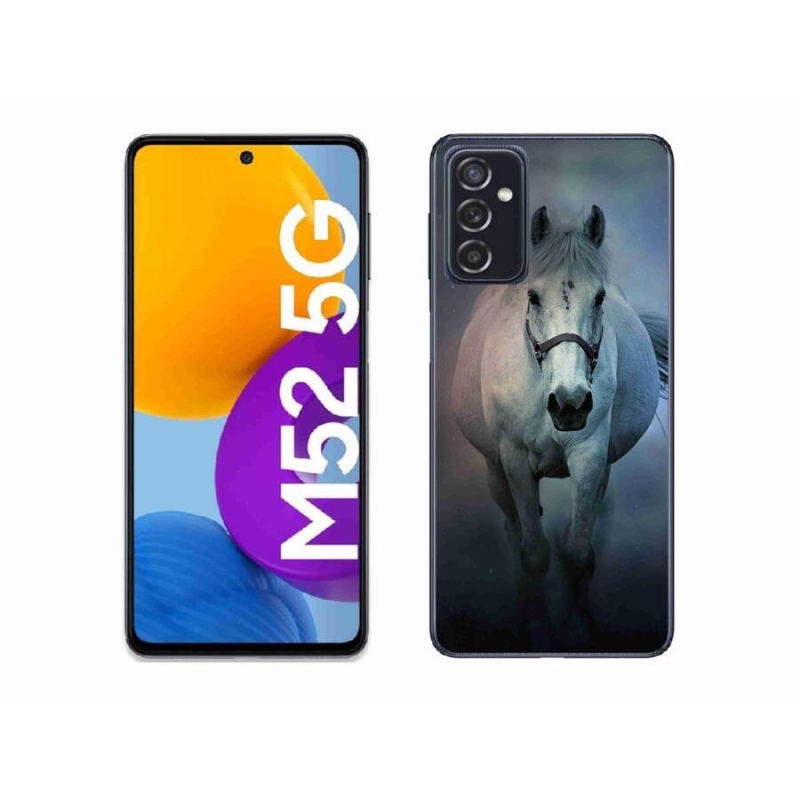 Gélový obal mmCase na mobil Samsung Galaxy M52 5G - bežiaci biely kôň