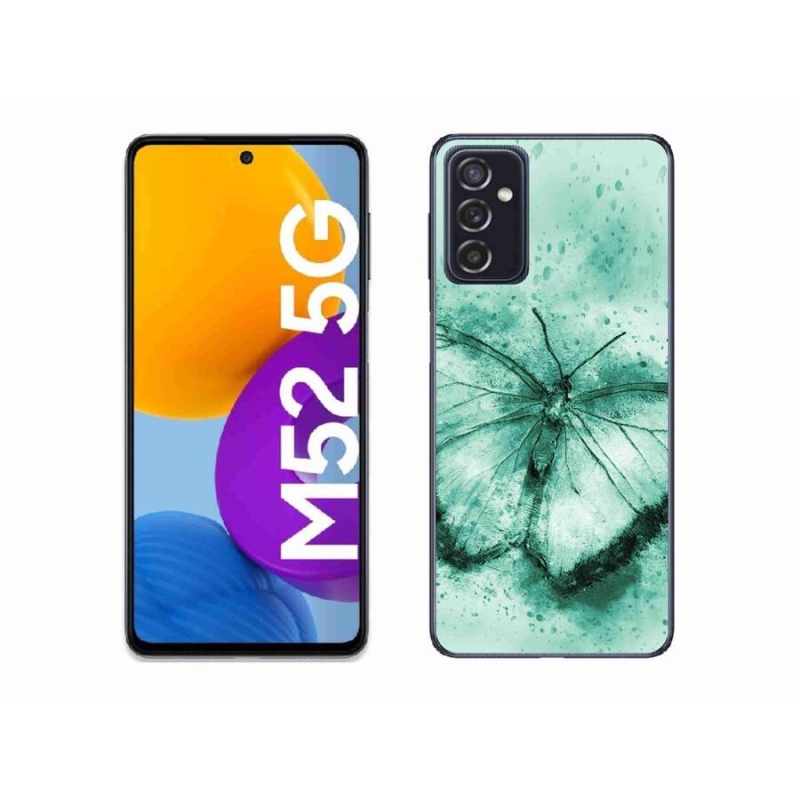 Gélový obal mmCase na mobil Samsung Galaxy M52 5G - zelený motýľ