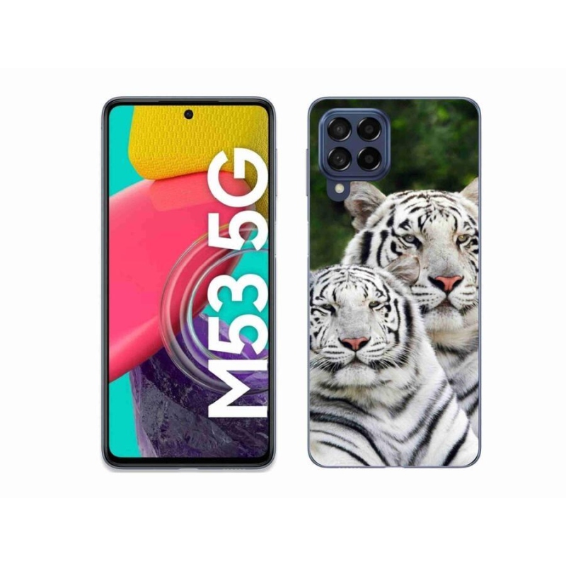 Gélový obal mmCase na mobil Samsung Galaxy M53 5G - bieli tigre