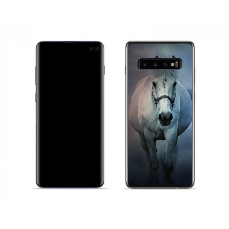 Gélový obal mmCase na mobil Samsung Galaxy S10 - bežiaci biely kôň