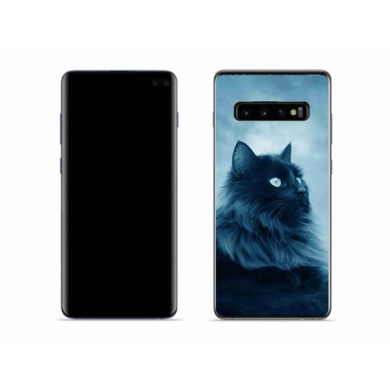 Gélový obal mmCase na mobil Samsung Galaxy S10 - čierna mačka 1