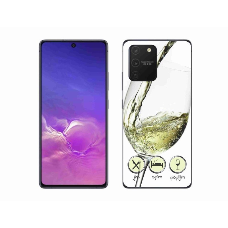 Gélový obal mmCase na mobil Samsung Galaxy S10 Lite - pohárik vína biele