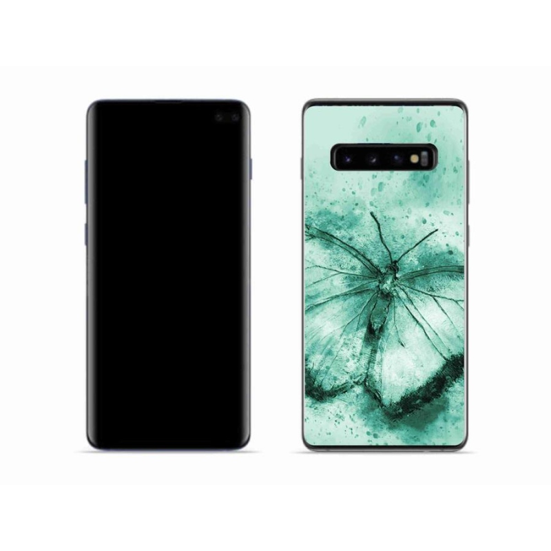 Gélový obal mmCase na mobil Samsung Galaxy S10 - zelený motýľ