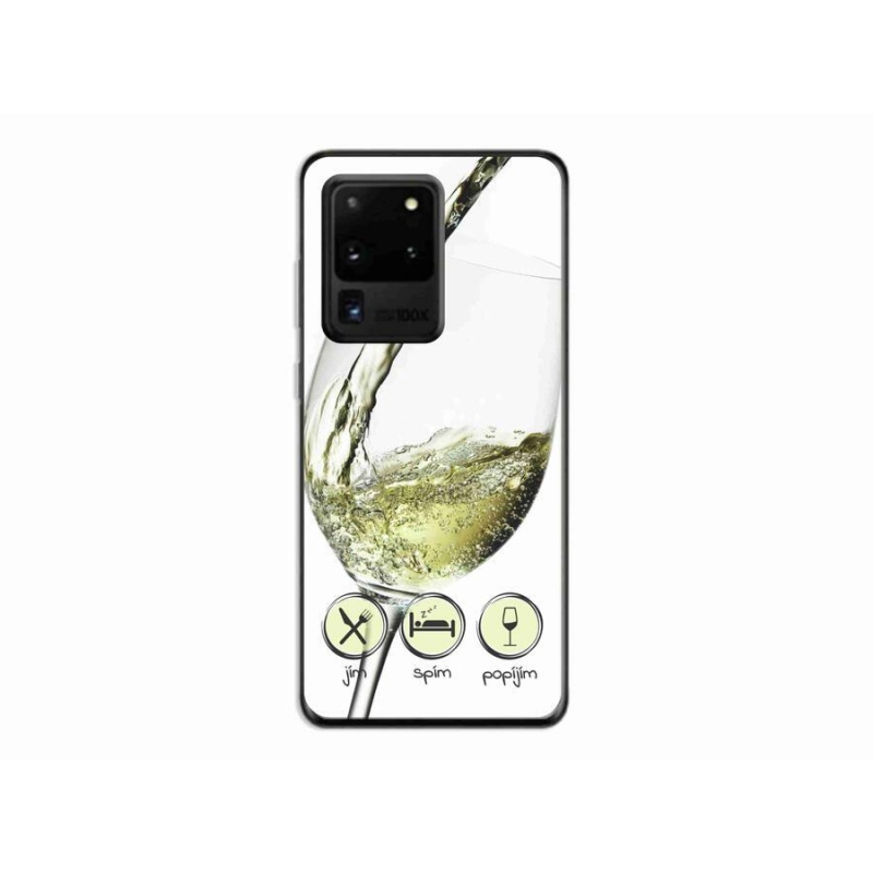 Gélový obal mmCase na mobil Samsung Galaxy S20 Ultra - pohárik vína biele