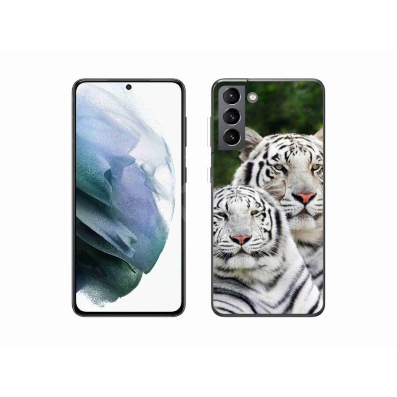 Gélový obal mmCase na mobil Samsung Galaxy S21 - bieli tigre