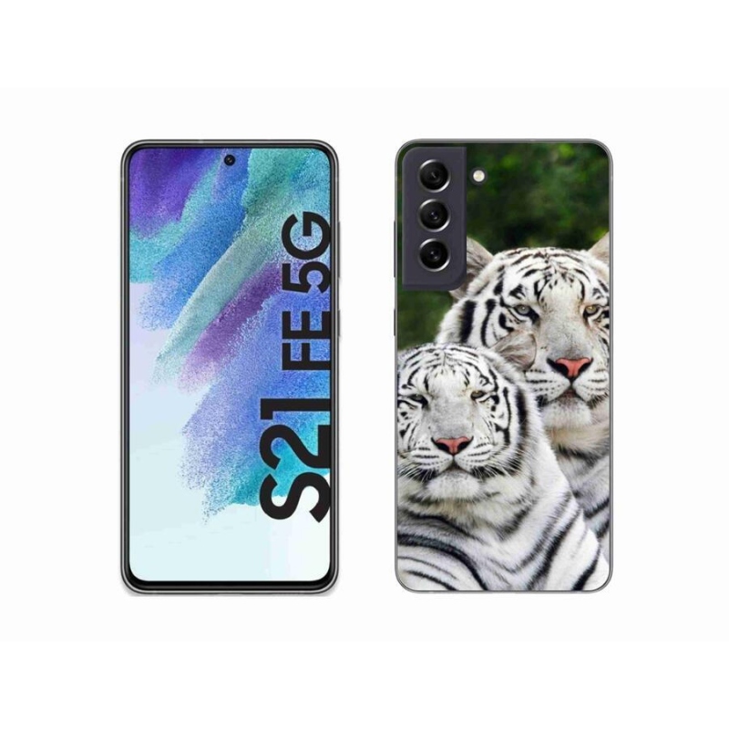 Gélový obal mmCase na mobil Samsung Galaxy S21 FE 5G - bieli tigre